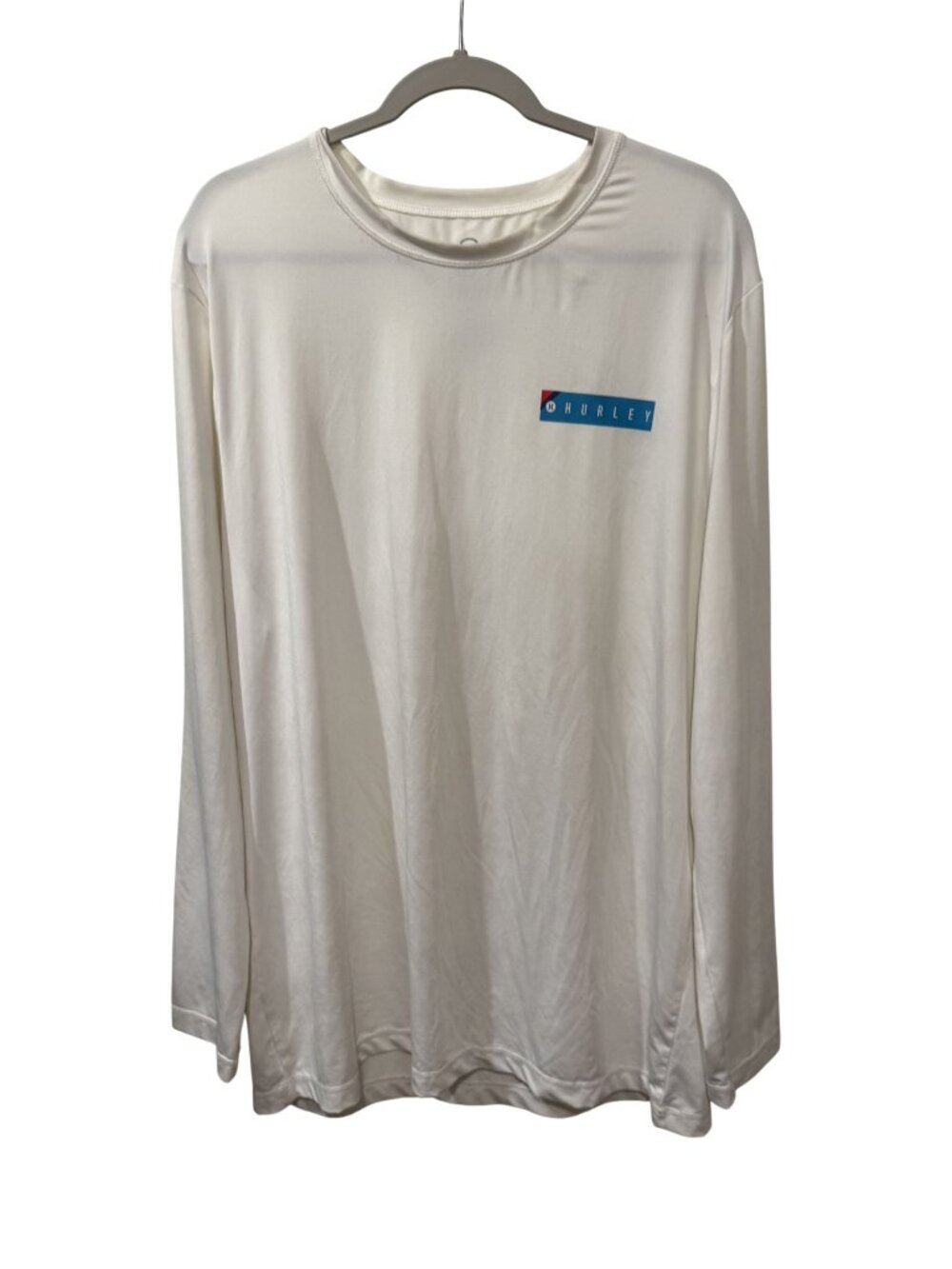 Mens Hurley White Long Sleeve Shirt XL Lightweight Polyester Blend